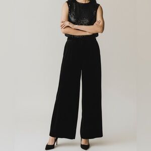 Vtg 80s Giorgio Armani Black Velvet Wide Leg Pants Sz 40 Silk Blend 30x32 As Is